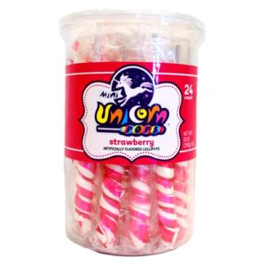 Mini Unicorn Pops Spiral Twist Strawberry 6.5" Lollipop 24ct